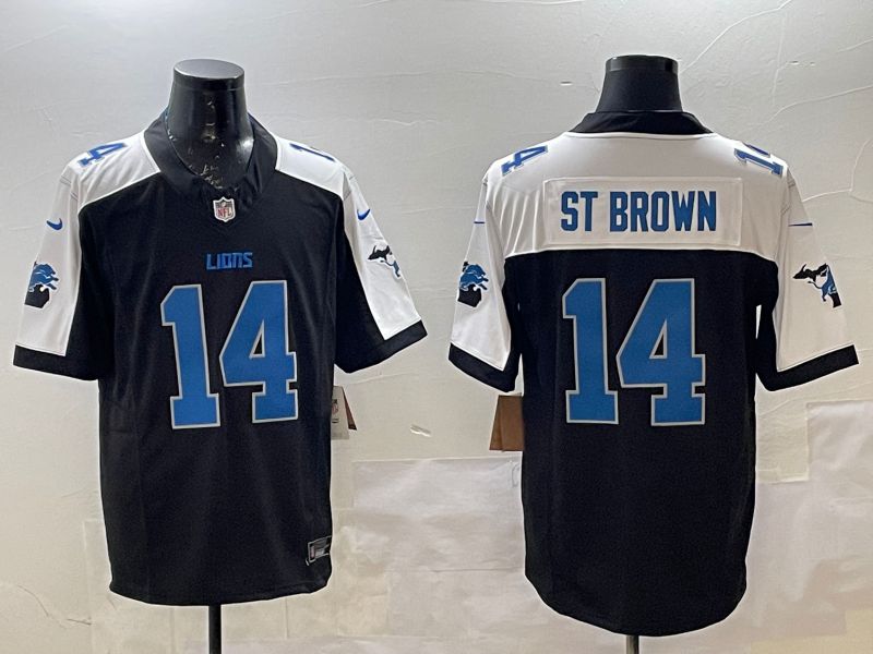 Men Detroit Lions #14 St Brown Black Thanksgiving three generations 2025 Nike Limited NFL Jersey style 8